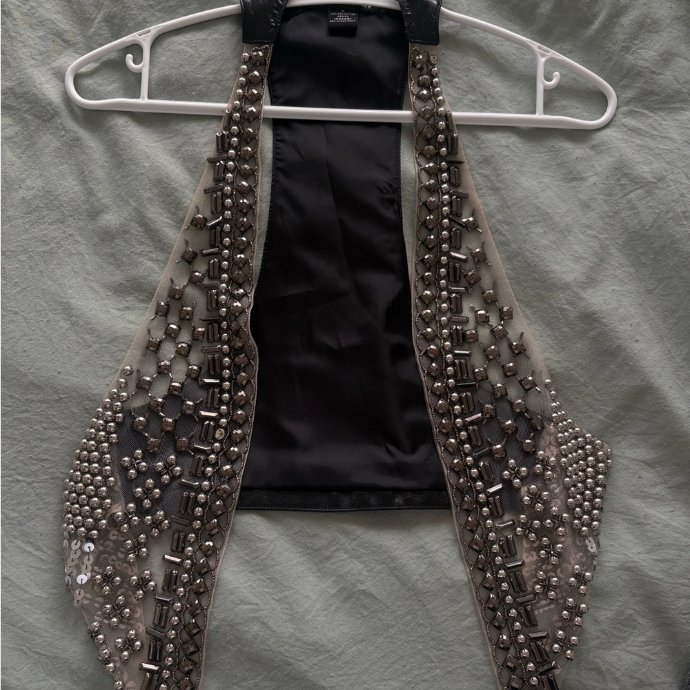 Caribbean Queen Black and Silver Embellished Scarf